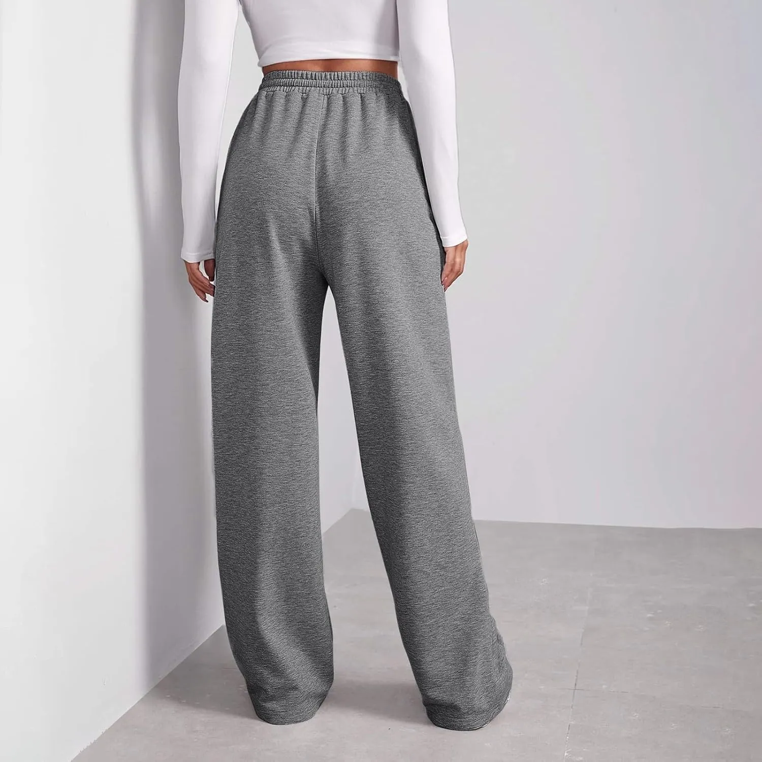 Straight Leg Sweatpants for Women Baggy Fleece Sweatpants Wide Leg Lounge Pants Casual Comfy Jogger Sweatpants