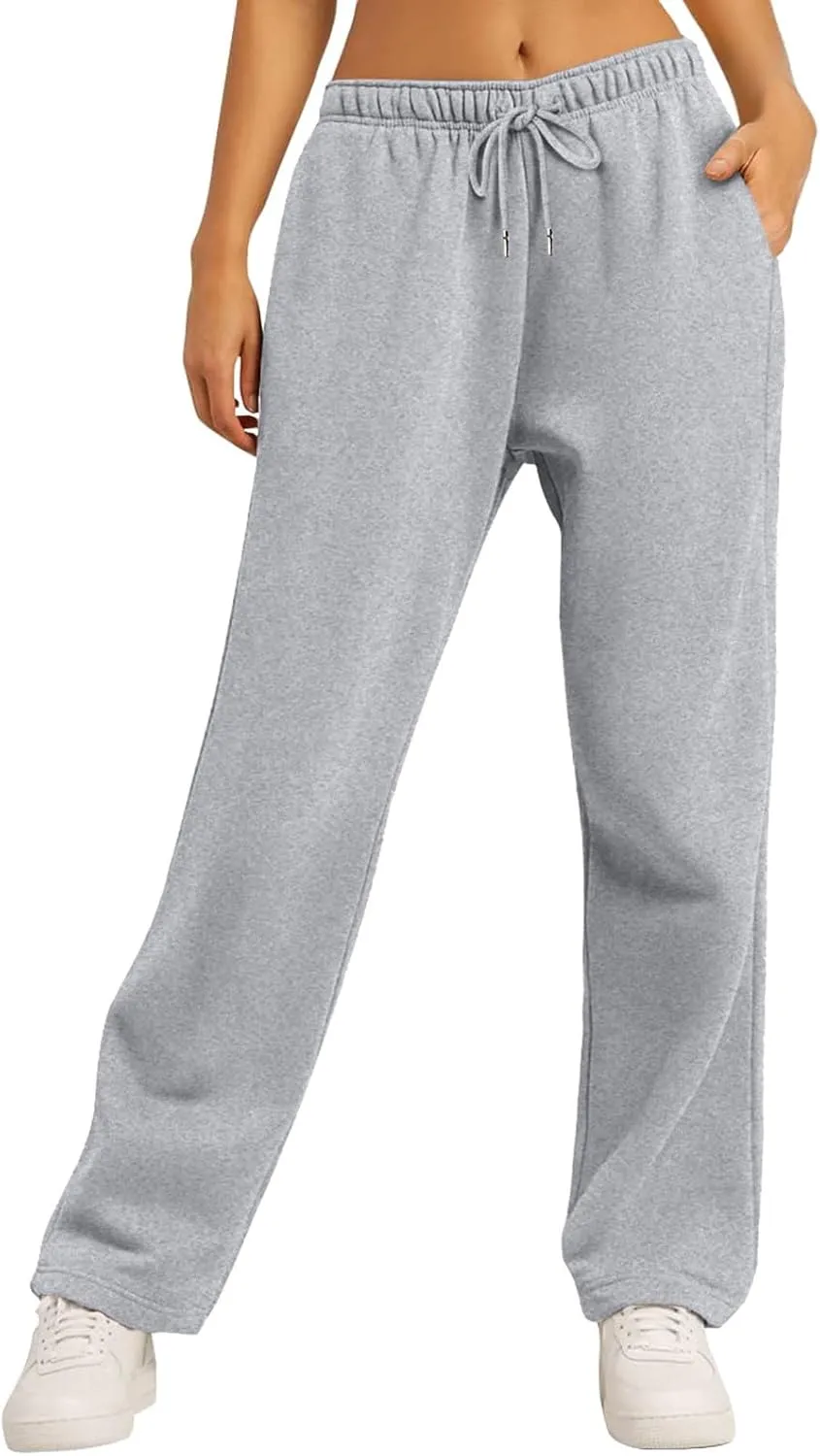 Straight Leg Sweatpants for Women Baggy Fleece Sweatpants Wide Leg Lounge Pants Casual Comfy Jogger Sweatpants