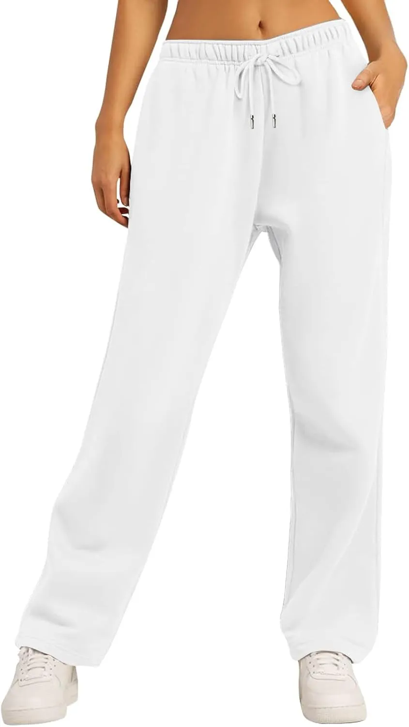 Straight Leg Sweatpants for Women Baggy Fleece Sweatpants Wide Leg Lounge Pants Casual Comfy Jogger Sweatpants