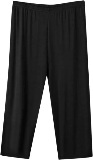 Summer Basic Capri Pajama Pants Women's Comfy Modal Loungewear Pants Plus Size Causal Loose Fit Sleepwear Crop Pants