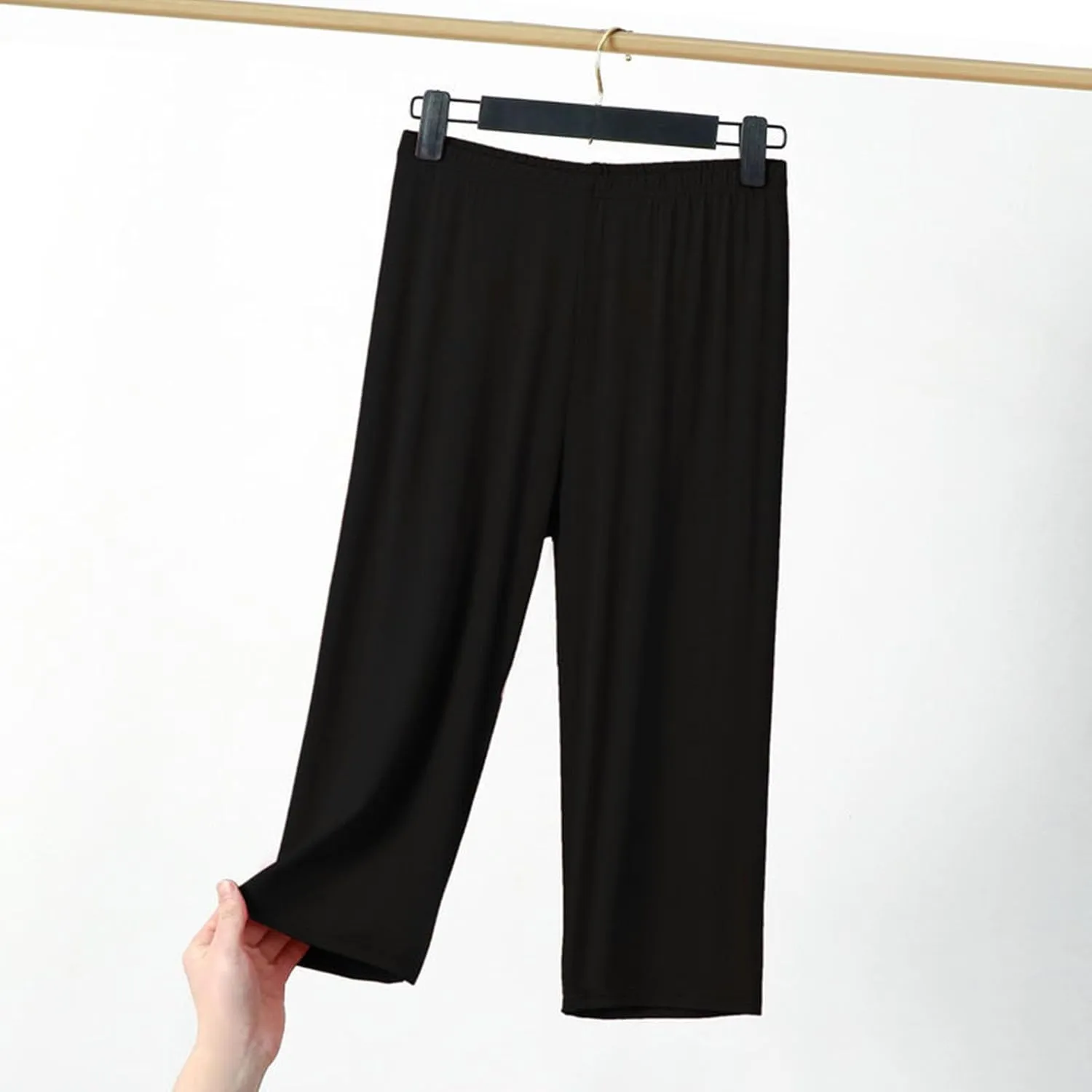 Summer Basic Capri Pajama Pants Women's Comfy Modal Loungewear Pants Plus Size Causal Loose Fit Sleepwear Crop Pants