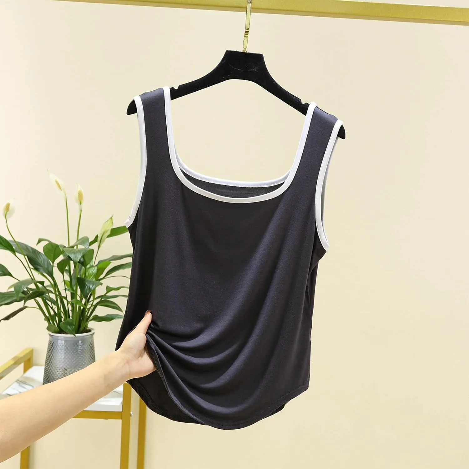 Summer Modal Casual Tank Tops for Women, Loose Breathable Outdoor Running Workout Sleeveless Shirts with Curved Hem
