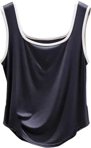 Summer Modal Casual Tank Tops for Women, Loose Breathable Outdoor Running Workout Sleeveless Shirts with Curved Hem