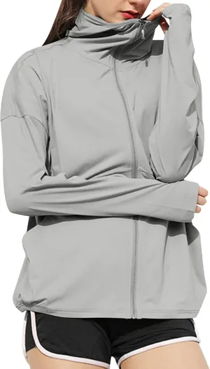 Sun Shirts for Women UPF 50  Casual Hoodies UV Protection Long Sleeve Hiking Shirts Quick Dry Athletic Light Jacket