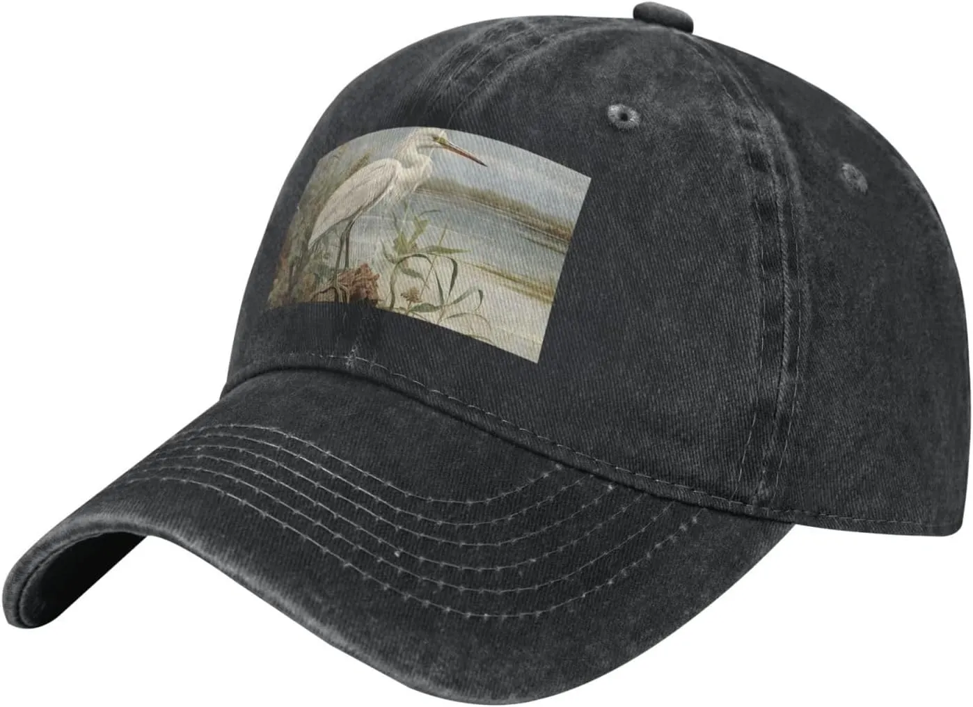 Swamp Egret Unisex Baseball Cap Breathable Cotton Trucker Hat Classic Denim Dad Hat Summer Sun Hat