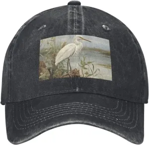 Swamp Egret Unisex Baseball Cap Breathable Cotton Trucker Hat Classic Denim Dad Hat Summer Sun Hat