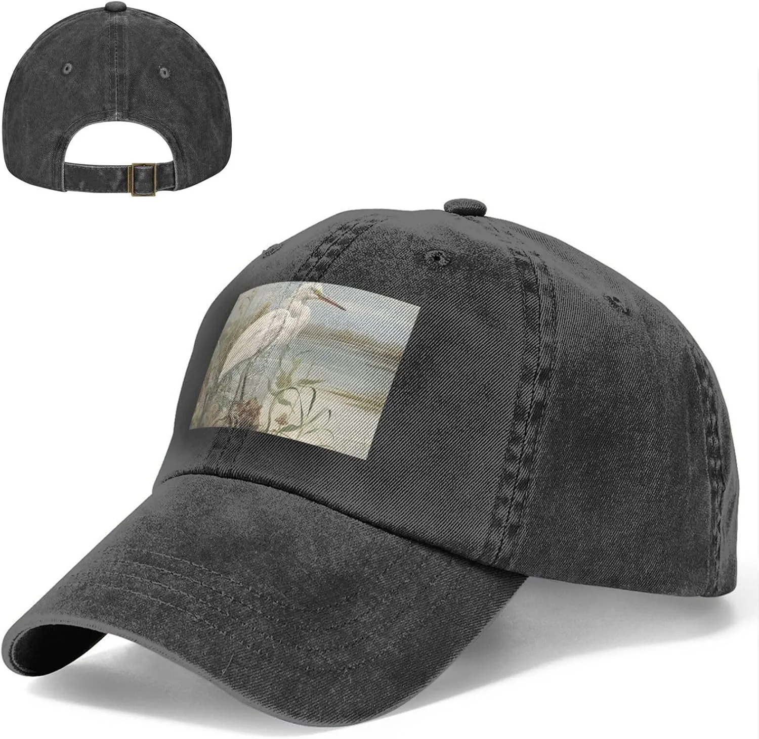 Swamp Egret Unisex Baseball Cap Breathable Cotton Trucker Hat Classic Denim Dad Hat Summer Sun Hat