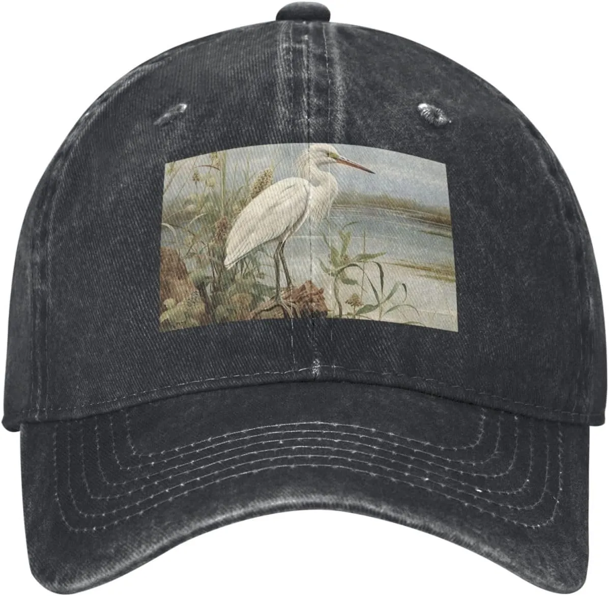 Swamp Egret Unisex Baseball Cap Breathable Cotton Trucker Hat Classic Denim Dad Hat Summer Sun Hat
