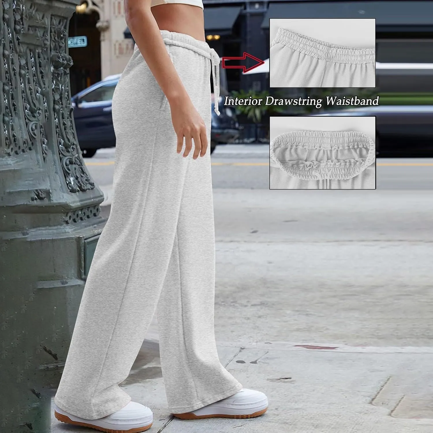 Sweat Pants for Womens Baggy Comfy High Waisted Wide Leg Sweatpants Athletic Joggers with Pockets