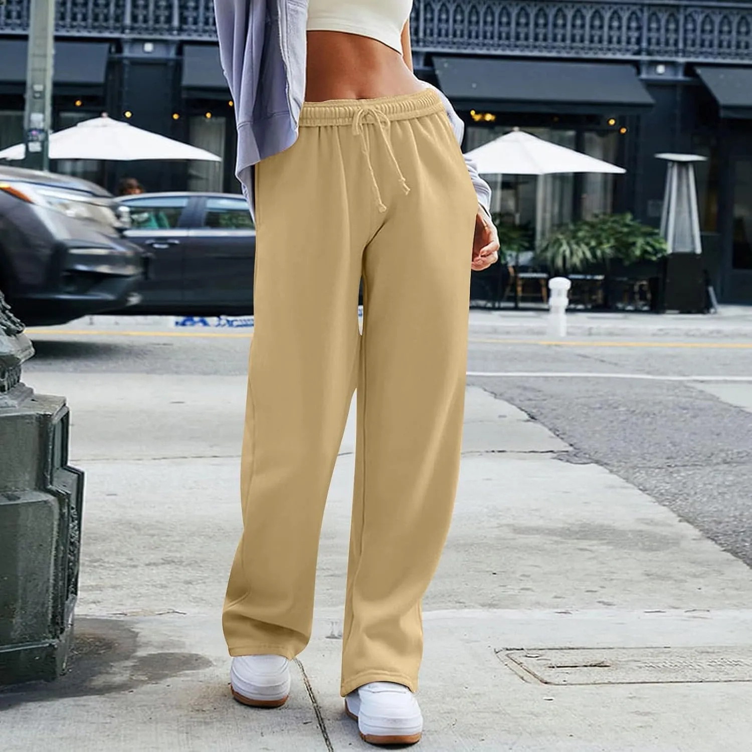Sweat Pants for Womens Baggy Comfy High Waisted Wide Leg Sweatpants Athletic Joggers with Pockets