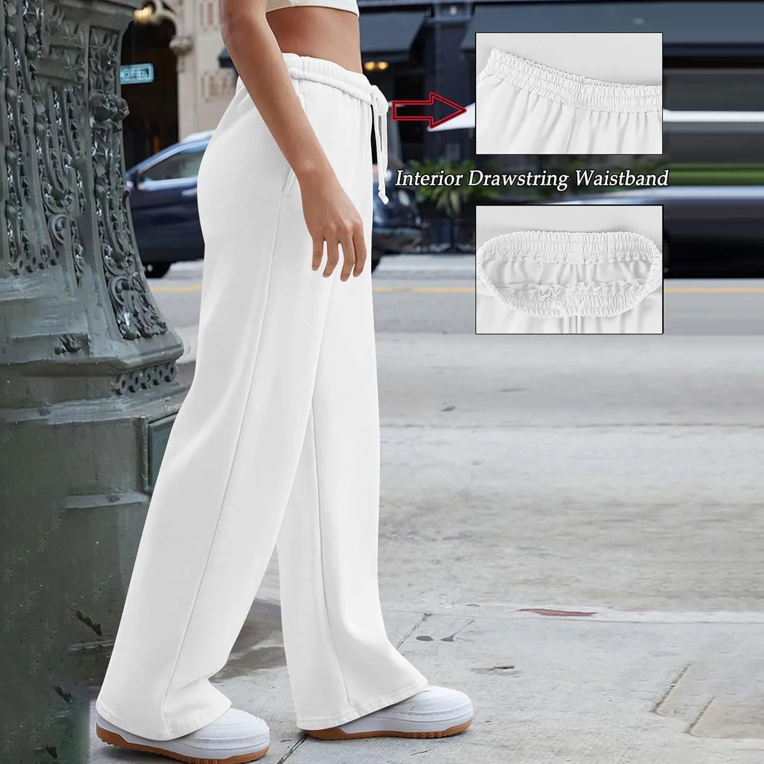 Sweat Pants for Womens Baggy Comfy High Waisted Wide Leg Sweatpants Athletic Joggers with Pockets