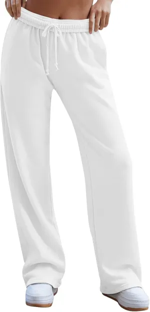 Sweat Pants for Womens Baggy Comfy High Waisted Wide Leg Sweatpants Athletic Joggers with Pockets