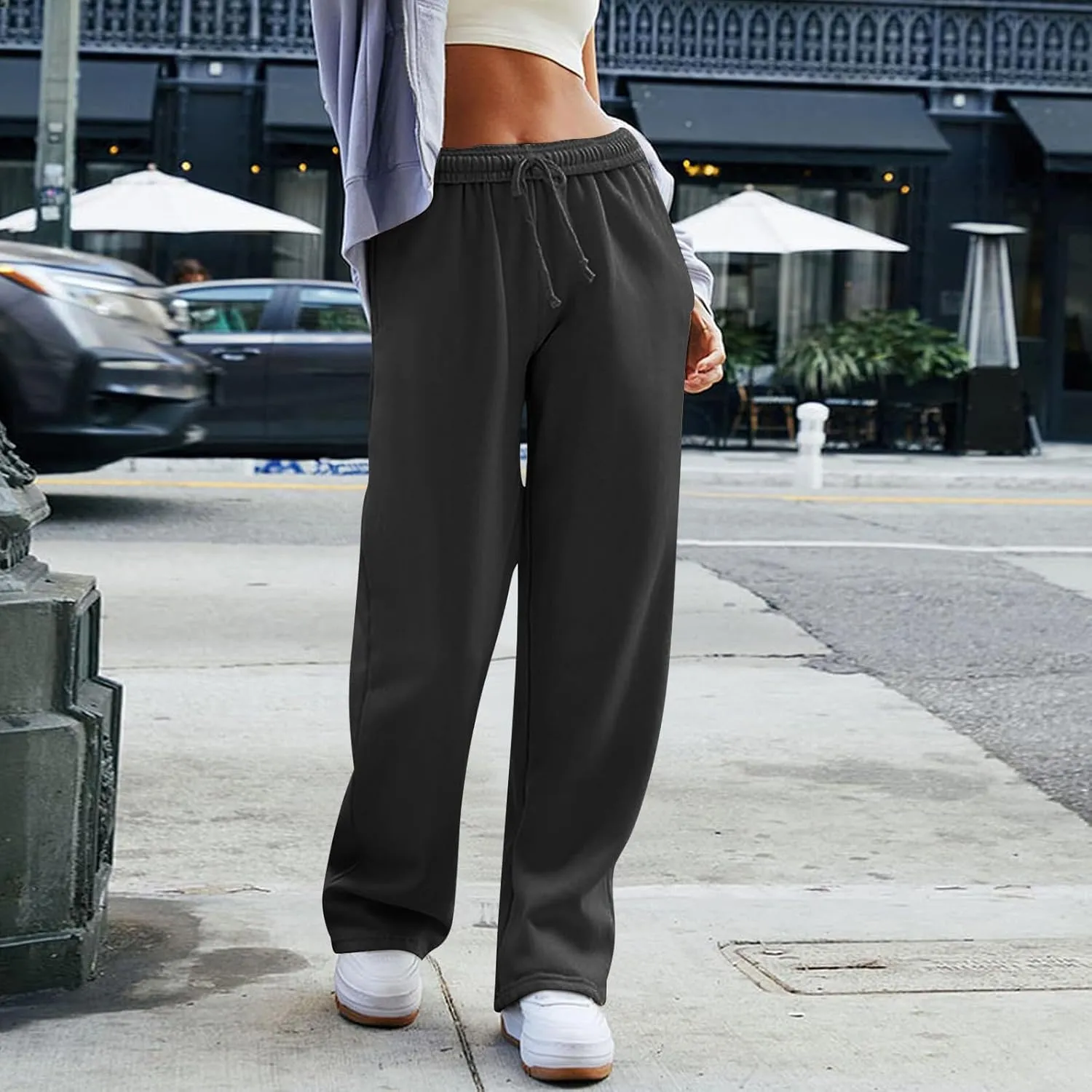Sweat Pants for Womens Baggy Comfy High Waisted Wide Leg Sweatpants Athletic Joggers with Pockets