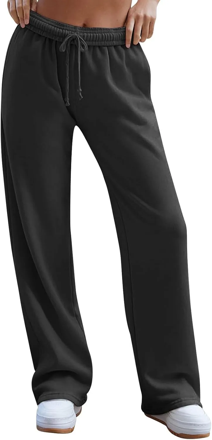 Sweat Pants for Womens Baggy Comfy High Waisted Wide Leg Sweatpants Athletic Joggers with Pockets