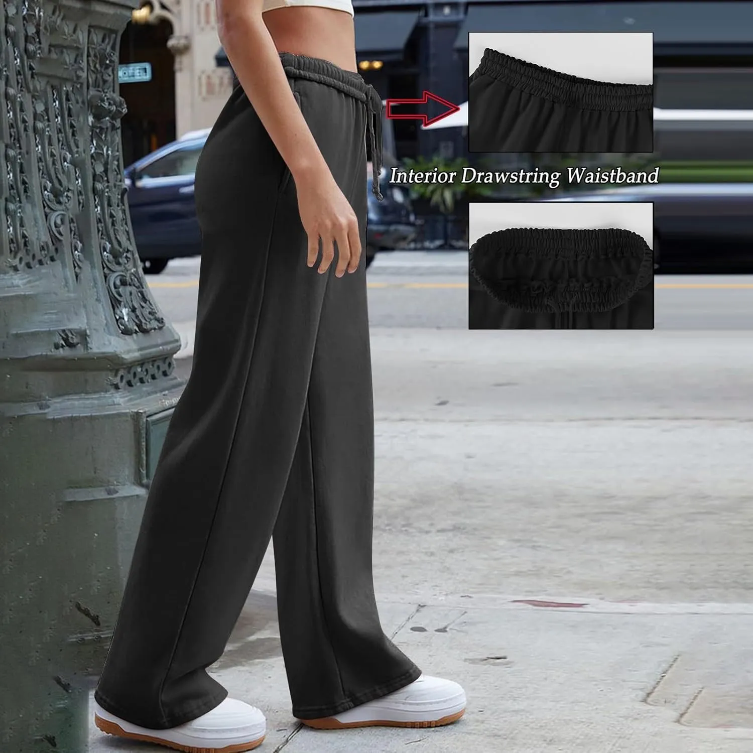 Sweat Pants for Womens Baggy Comfy High Waisted Wide Leg Sweatpants Athletic Joggers with Pockets