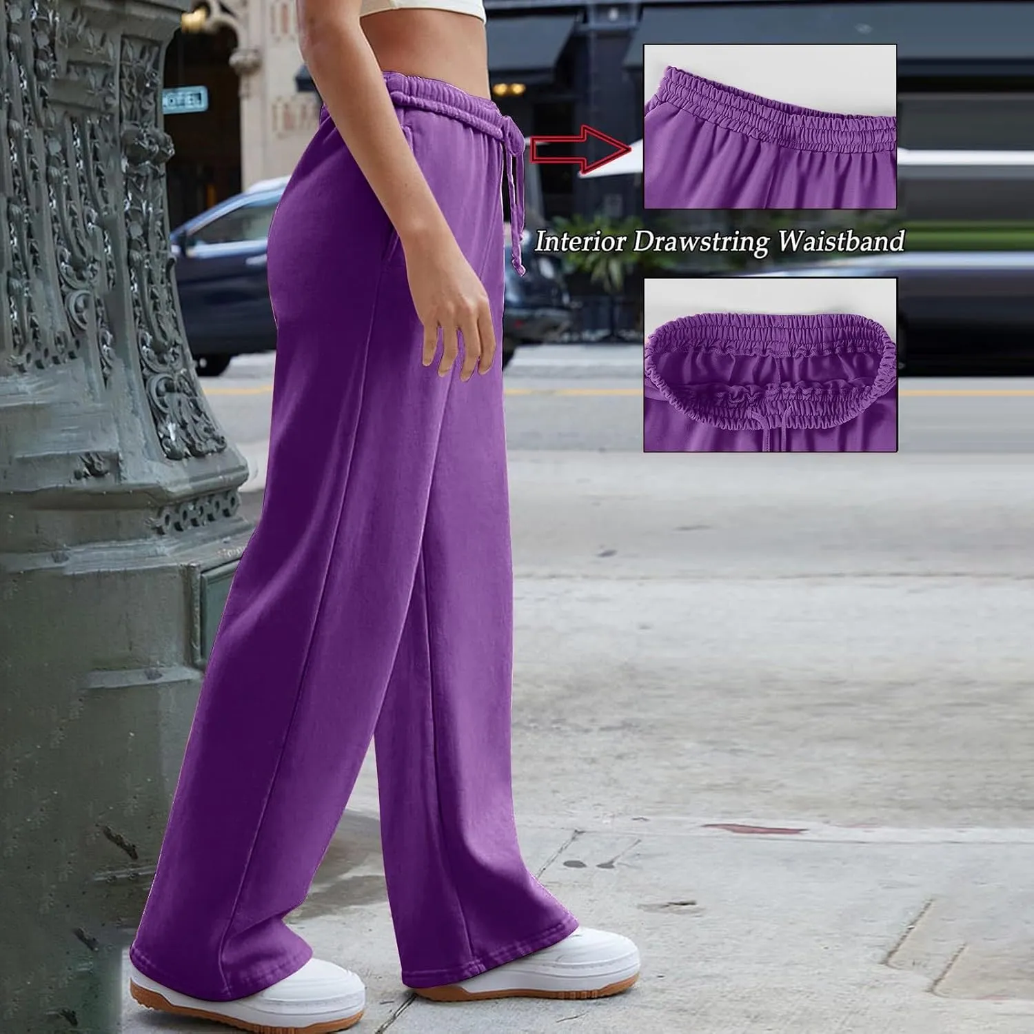 Sweat Pants for Womens Baggy Comfy High Waisted Wide Leg Sweatpants Athletic Joggers with Pockets