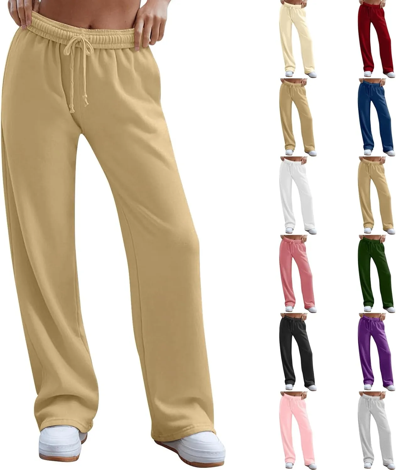 Sweat Pants for Womens Baggy Comfy High Waisted Wide Leg Sweatpants Athletic Joggers with Pockets