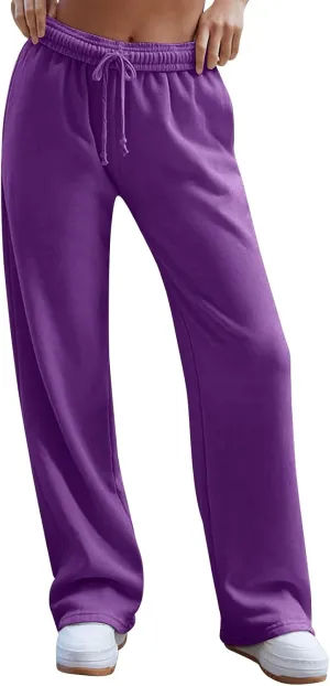 Sweat Pants for Womens Baggy Comfy High Waisted Wide Leg Sweatpants Athletic Joggers with Pockets