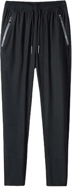 Sweatpants for Men Unisex Ice Silk Quick Dry Hiking Joggers Sport Trousers Zipper Pockets Thin Casual Elastic Pants