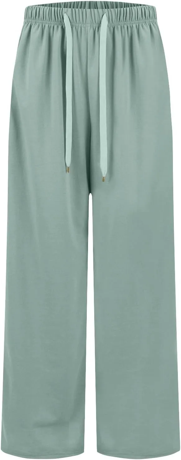 Sweatpants Women Wide Leg Baggy Drawstring Athletic Pants Lightweight Loose Fit Comfy Lounge Pants with Pockets