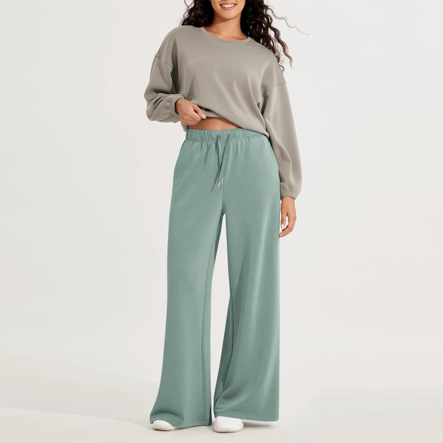 Sweatpants Women Wide Leg Baggy Drawstring Athletic Pants Lightweight Loose Fit Comfy Lounge Pants with Pockets