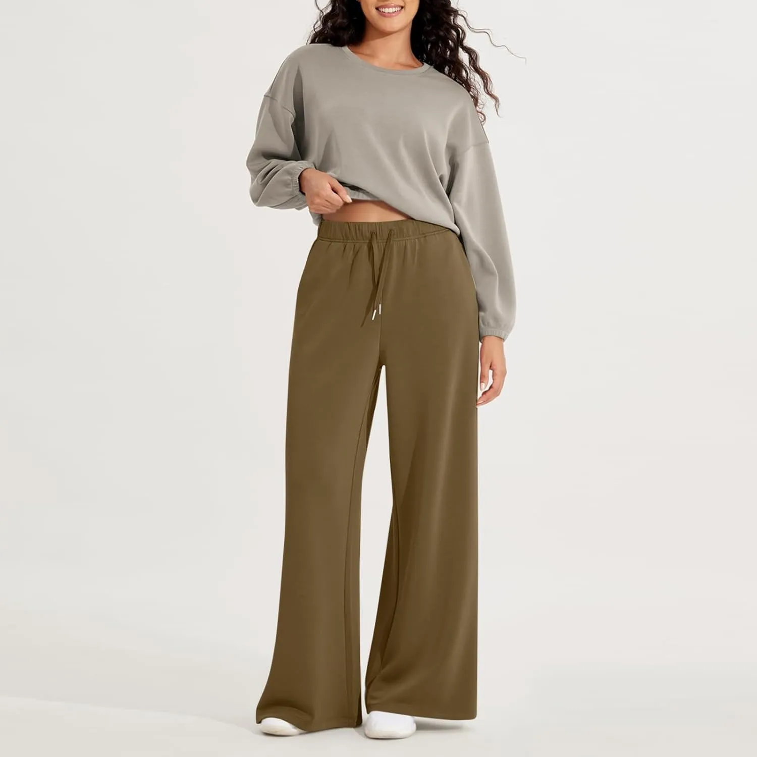 Sweatpants Women Wide Leg Baggy Drawstring Athletic Pants Lightweight Loose Fit Comfy Lounge Pants with Pockets