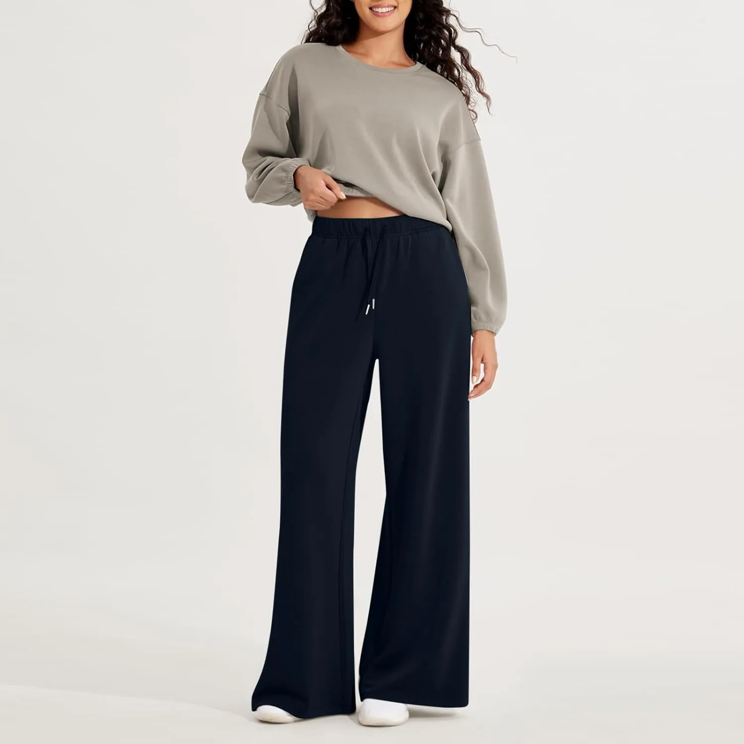 Sweatpants Women Wide Leg Baggy Drawstring Athletic Pants Lightweight Loose Fit Comfy Lounge Pants with Pockets