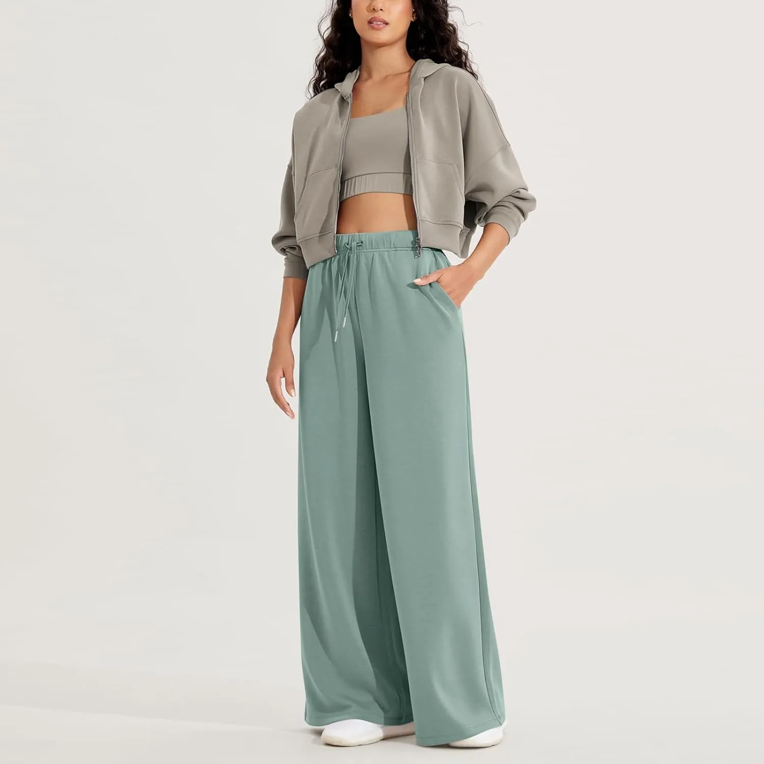 Sweatpants Women Wide Leg Baggy Drawstring Athletic Pants Lightweight Loose Fit Comfy Lounge Pants with Pockets