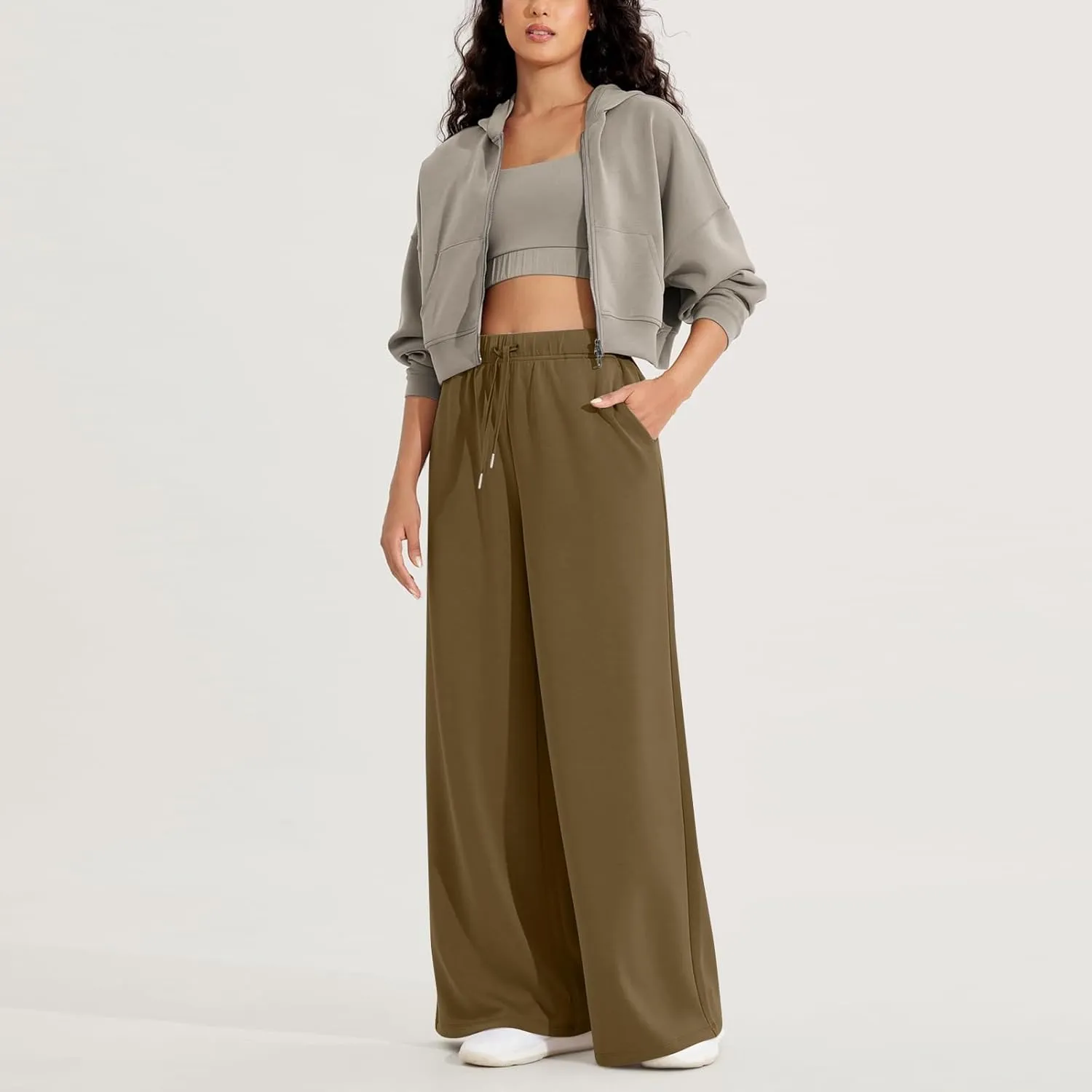 Sweatpants Women Wide Leg Baggy Drawstring Athletic Pants Lightweight Loose Fit Comfy Lounge Pants with Pockets