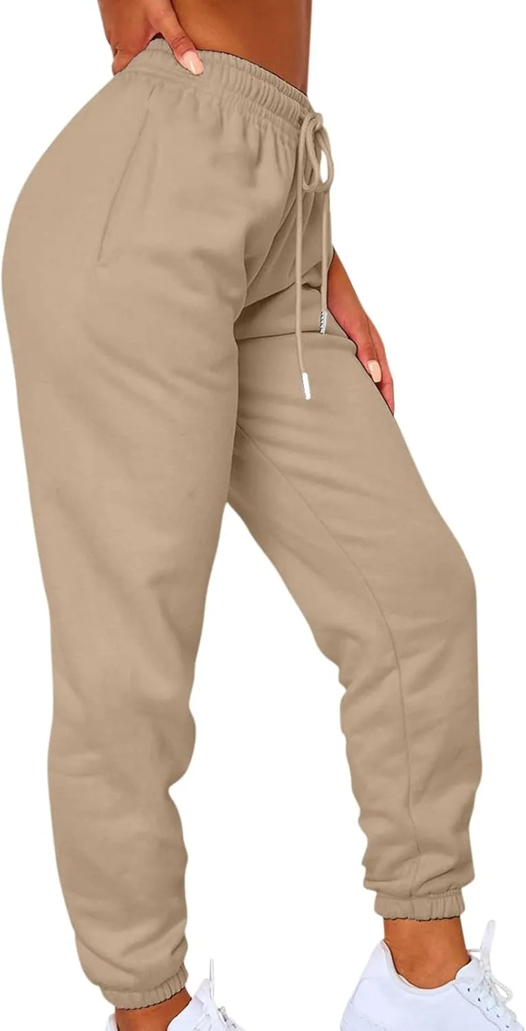 Sweats for Women High Waisted Fleece Lined Sweatpants Joggers with Pockets Trendy Casual Comfy Jogging Pants