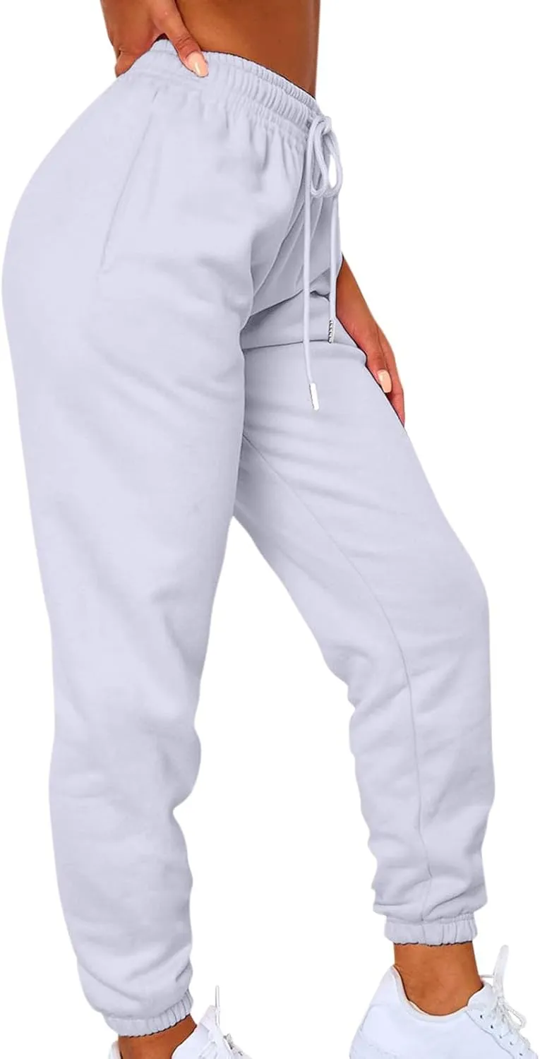 Sweats for Women High Waisted Fleece Lined Sweatpants Joggers with Pockets Trendy Casual Comfy Jogging Pants
