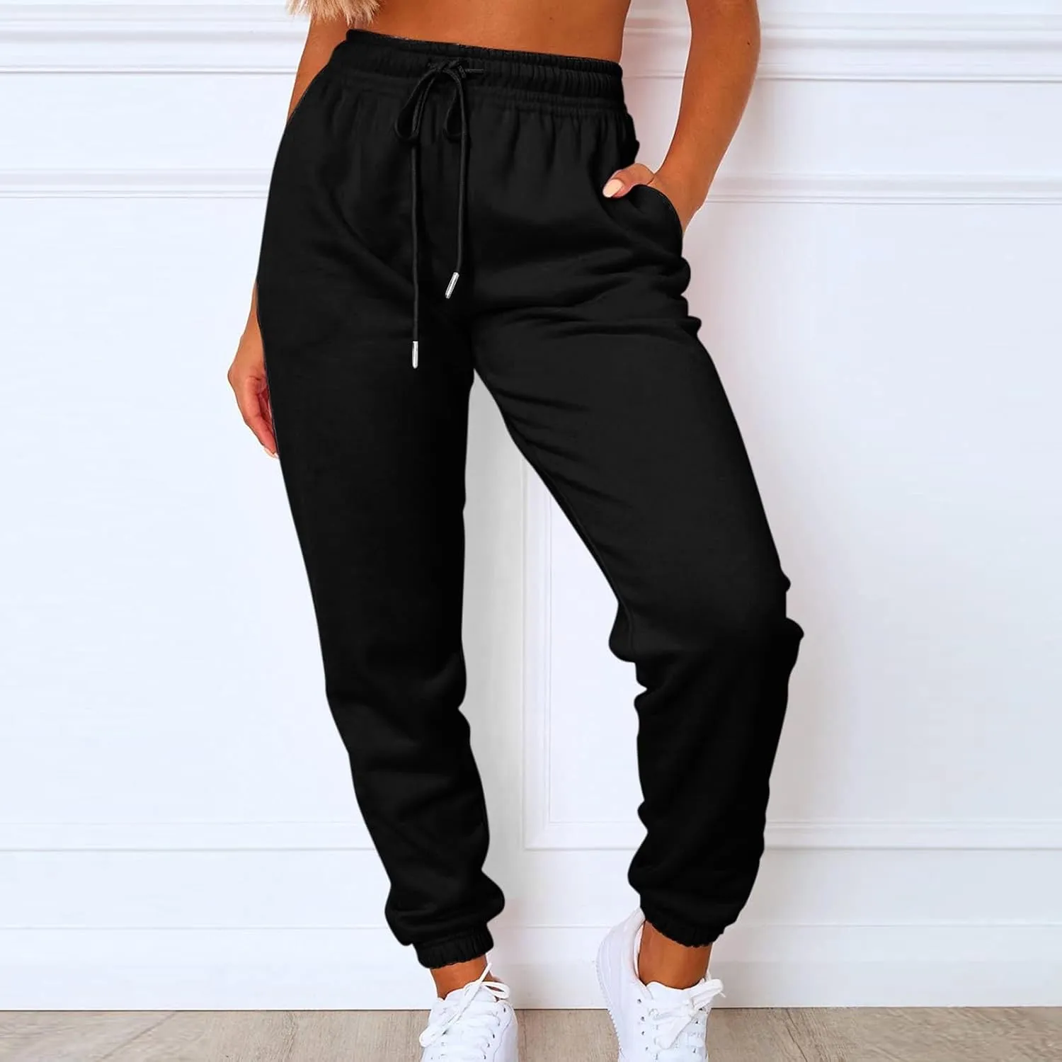 Sweats for Women High Waisted Fleece Lined Sweatpants Joggers with Pockets Trendy Casual Comfy Jogging Pants