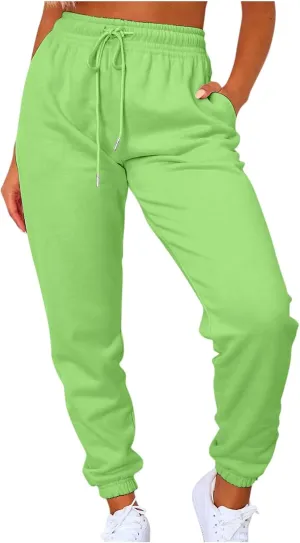 Sweats for Women High Waisted Fleece Lined Sweatpants Joggers with Pockets Trendy Casual Comfy Jogging Pants