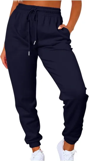 Sweats for Women High Waisted Fleece Lined Sweatpants Joggers with Pockets Trendy Casual Comfy Jogging Pants