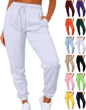 Sweats for Women High Waisted Fleece Lined Sweatpants Joggers with Pockets Trendy Casual Comfy Jogging Pants