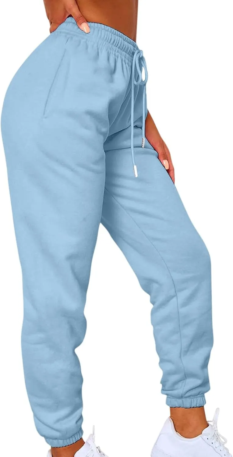 Sweats for Women High Waisted Fleece Lined Sweatpants Joggers with Pockets Trendy Casual Comfy Jogging Pants