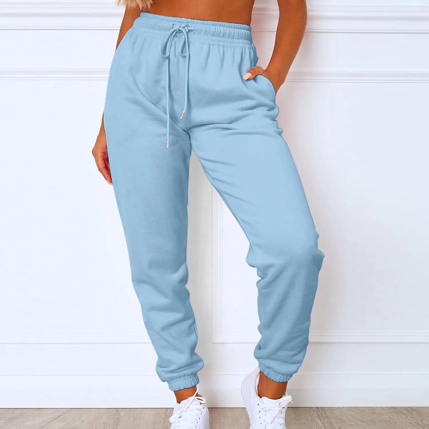 Sweats for Women High Waisted Fleece Lined Sweatpants Joggers with Pockets Trendy Casual Comfy Jogging Pants