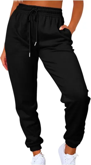 Sweats for Women High Waisted Fleece Lined Sweatpants Joggers with Pockets Trendy Casual Comfy Jogging Pants