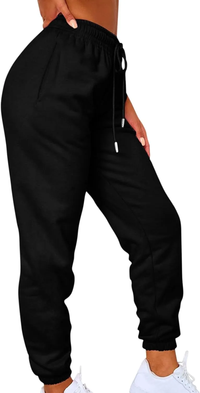 Sweats for Women High Waisted Fleece Lined Sweatpants Joggers with Pockets Trendy Casual Comfy Jogging Pants