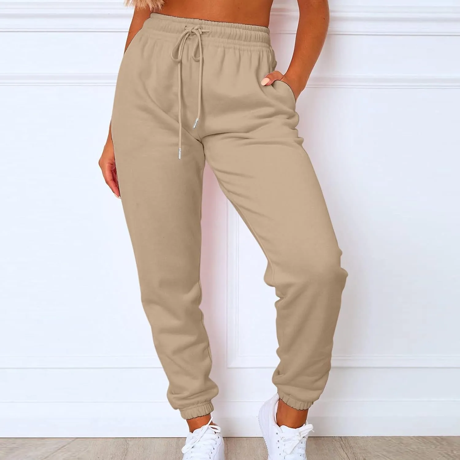 Sweats for Women High Waisted Fleece Lined Sweatpants Joggers with Pockets Trendy Casual Comfy Jogging Pants