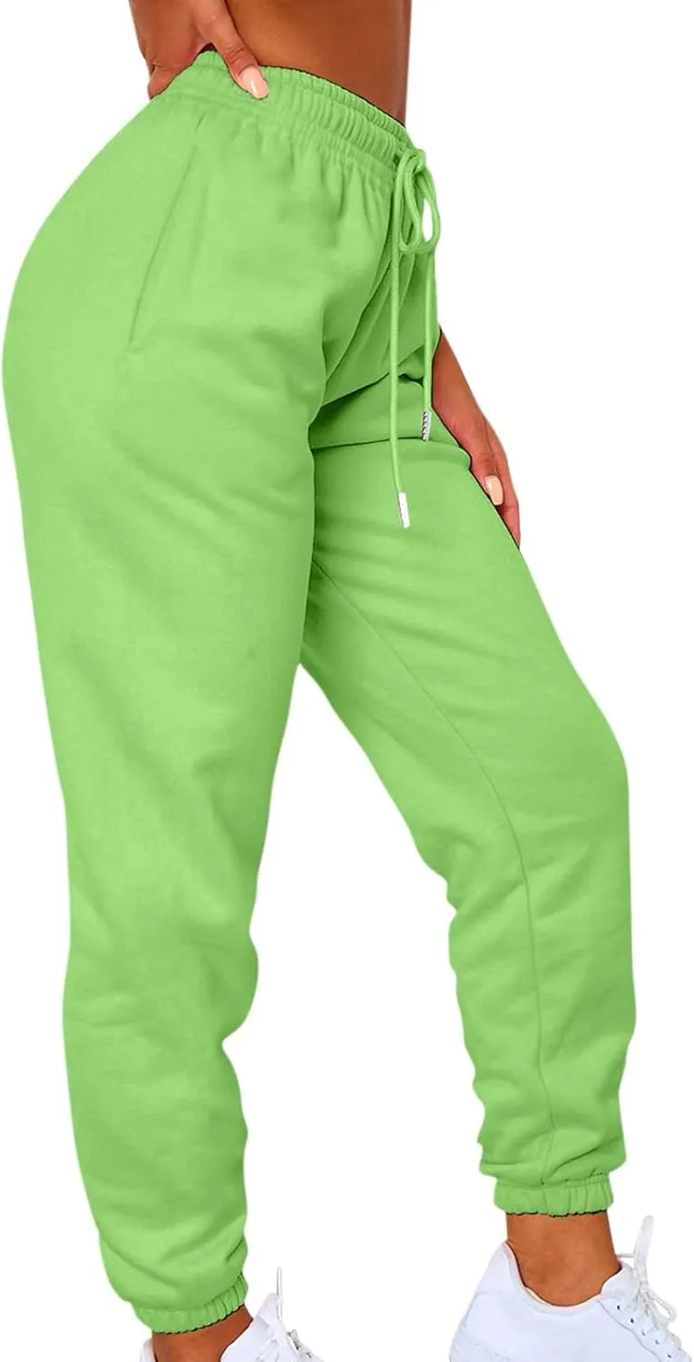 Sweats for Women High Waisted Fleece Lined Sweatpants Joggers with Pockets Trendy Casual Comfy Jogging Pants