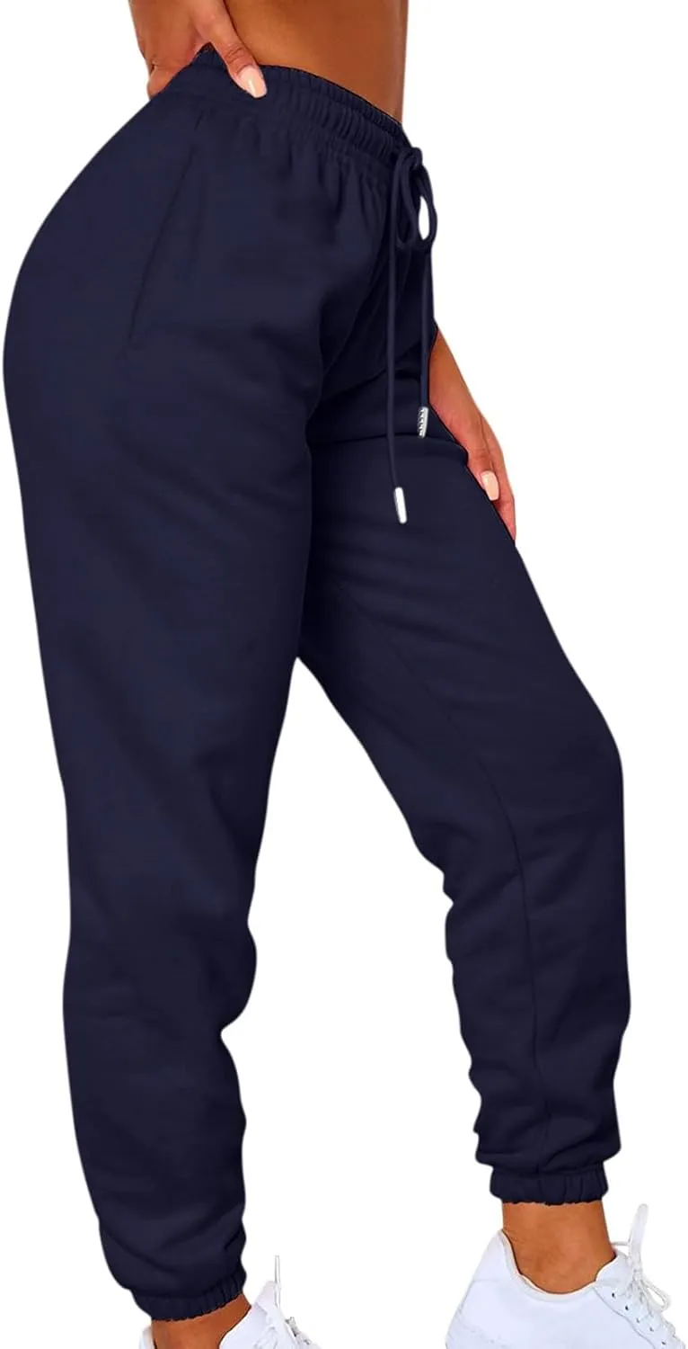 Sweats for Women High Waisted Fleece Lined Sweatpants Joggers with Pockets Trendy Casual Comfy Jogging Pants