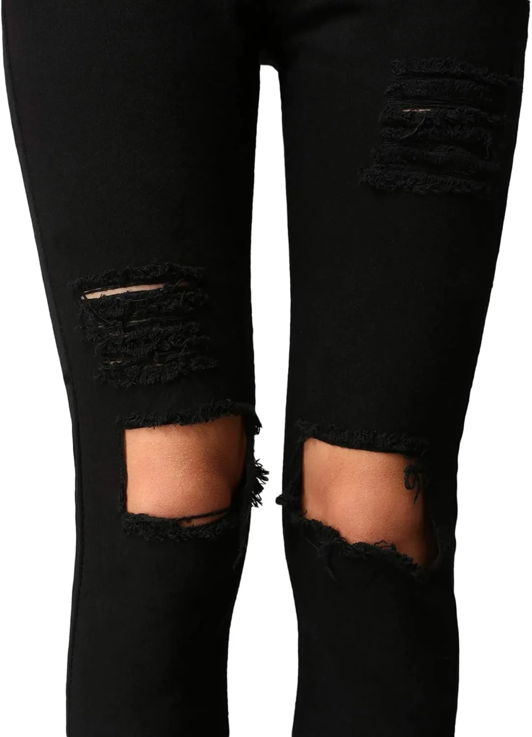 SweatyRocks Women's Casual High Waist Ripped Skinny Jeans Distressed Denim Pants