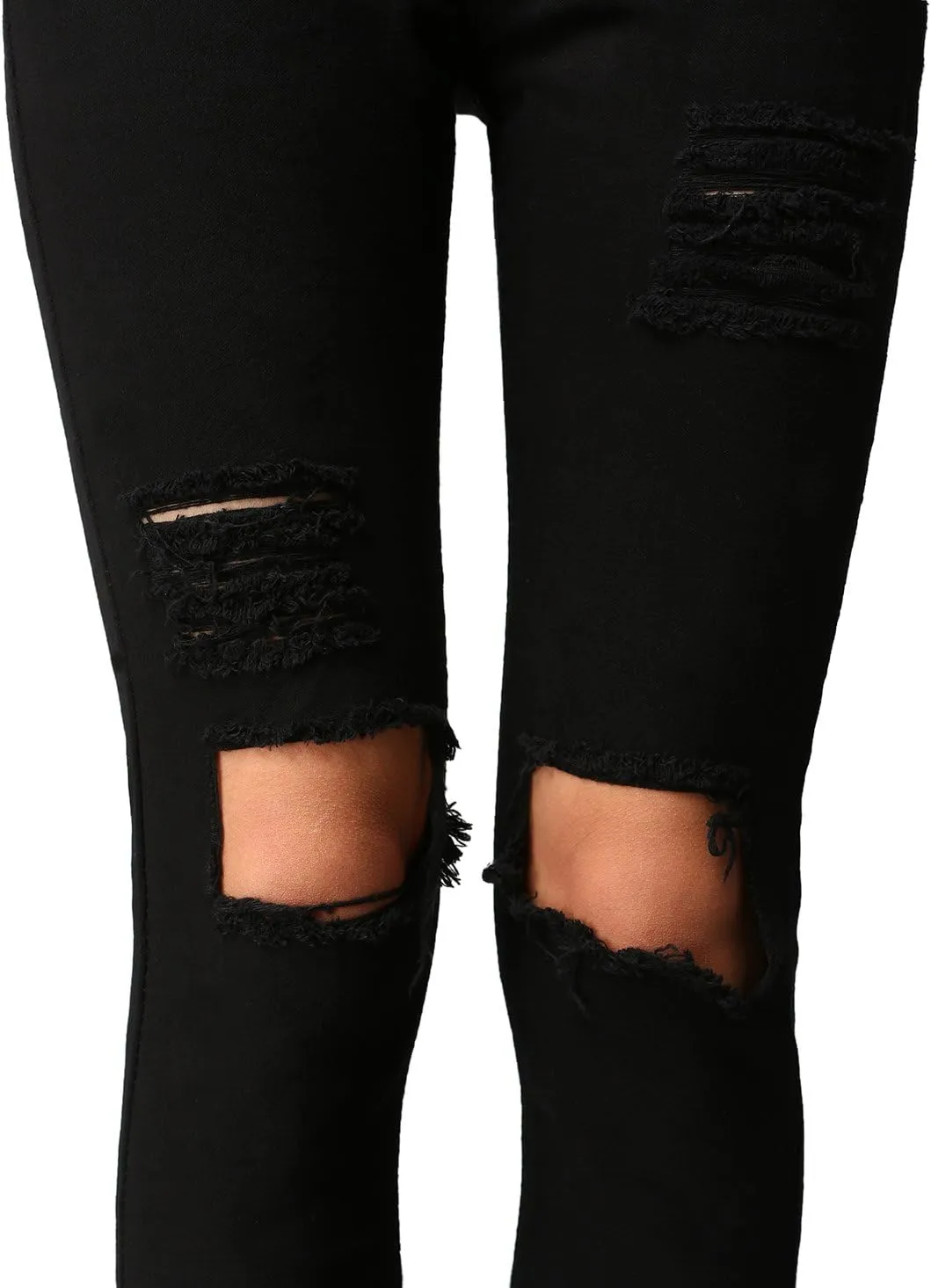 SweatyRocks Women's Casual High Waist Ripped Skinny Jeans Distressed Denim Pants