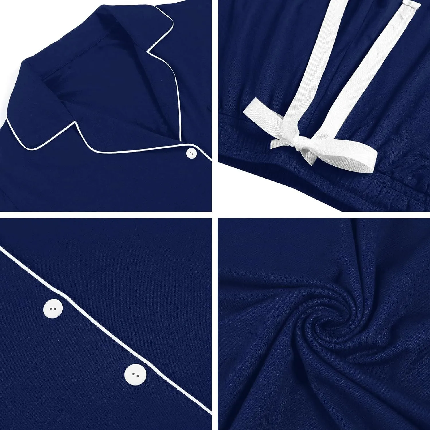 SWOMOG Men Pajamas Set Comfy Modal Pjs Button Down Sleepwear 2 Piece Long Sleeve Lounge Set Soft Nightwear with Pockets