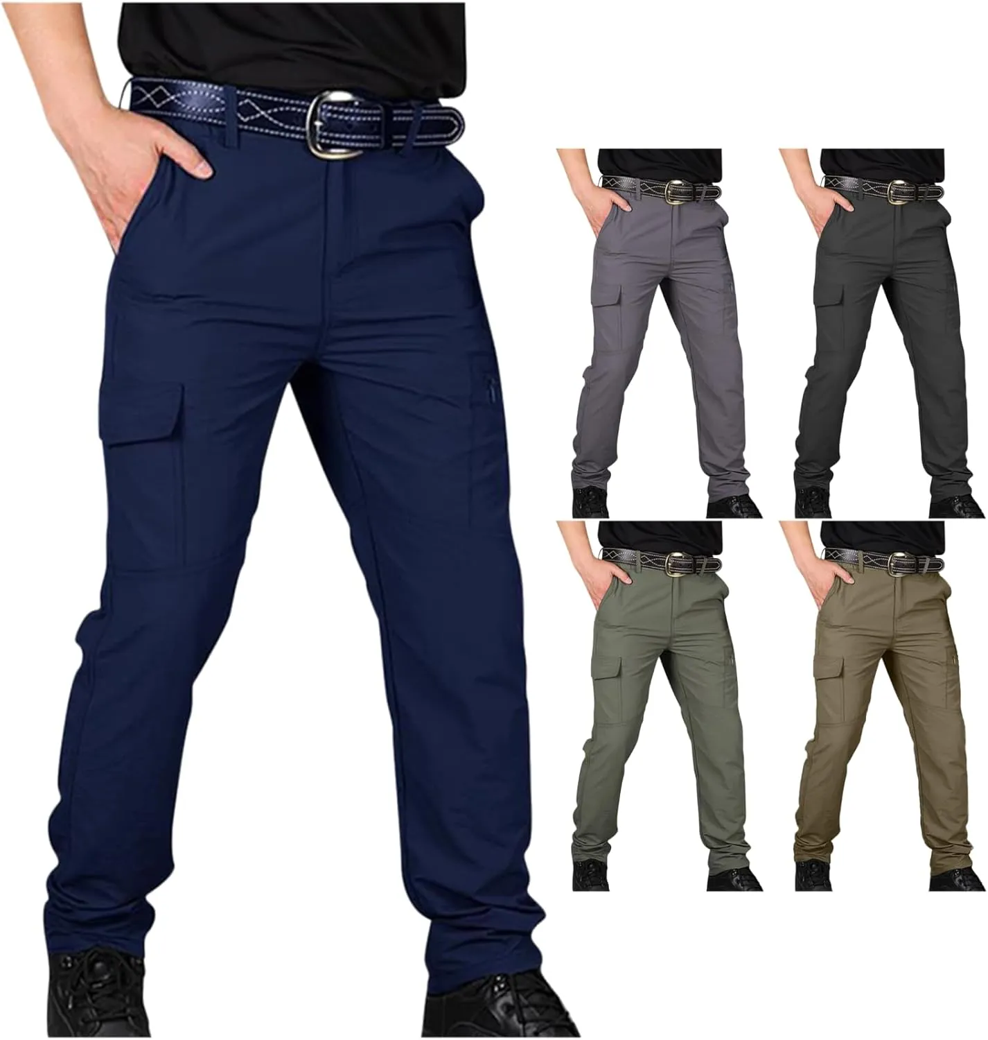 Tactical Cargo Pants for Men Waterproof Ripstop Pants Lightweight Quick Dry Hiking Pants Stretch Waist Work Pants 2025