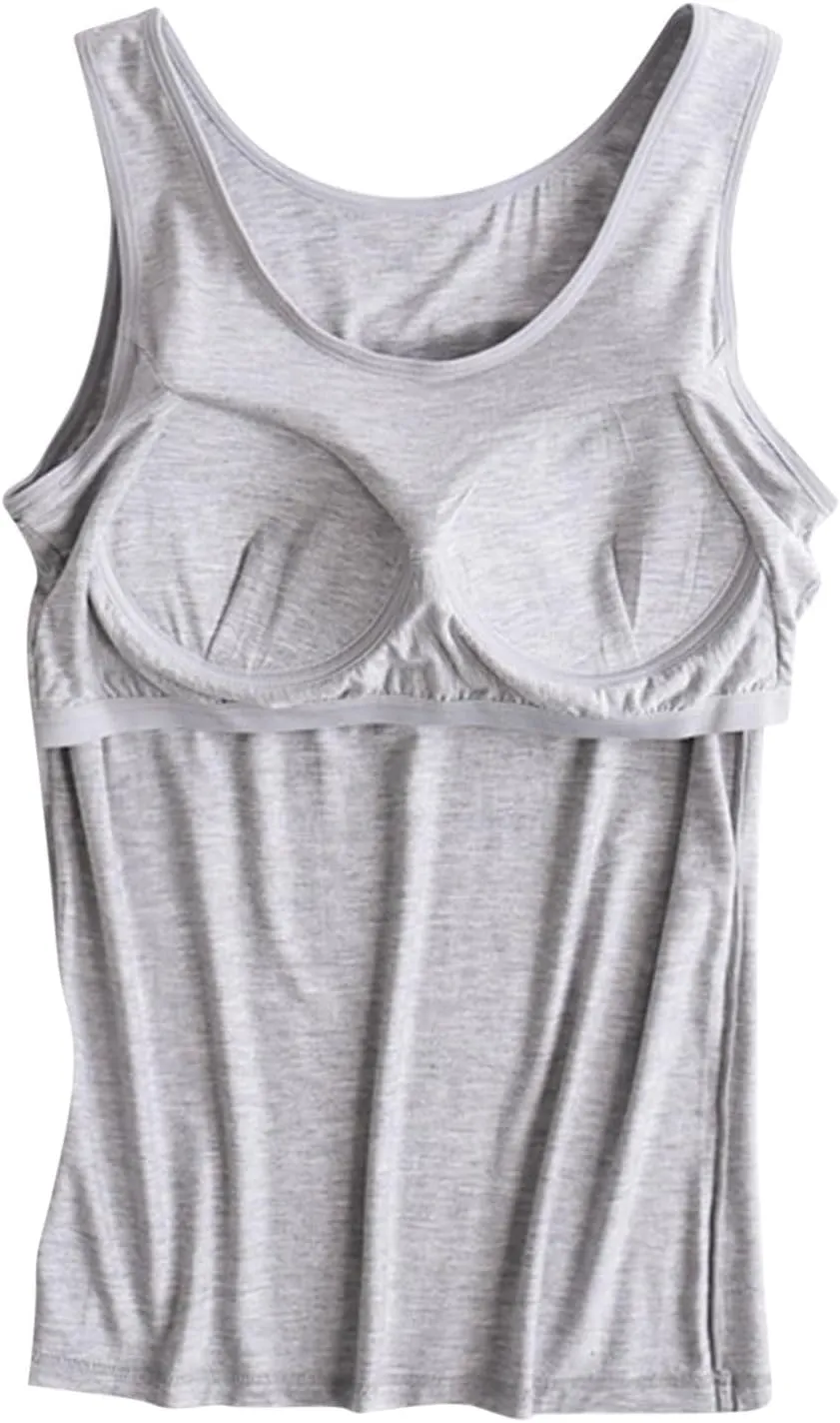 Tank Tops with Built in Bra for Women Athletic Camisole Vest Summer Casual Padded Yoga Sports Shirts Undershirt