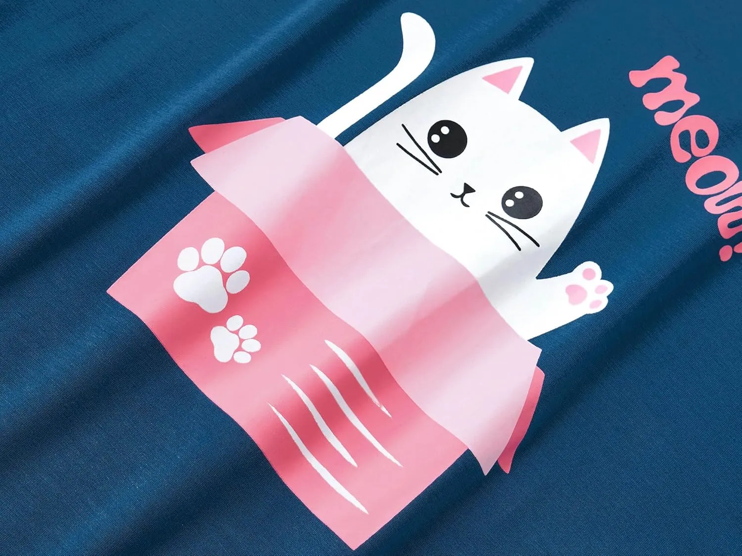 Tebbis Little & Big Girls Striped & Cat Pajama Set - Soft Modal Fiber 2-Piece Summer PJ’s in Sizes 6-18
