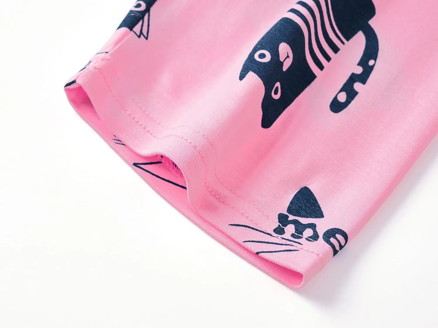 Tebbis Little & Big Girls Striped & Cat Pajama Set - Soft Modal Fiber 2-Piece Summer PJ’s in Sizes 6-18