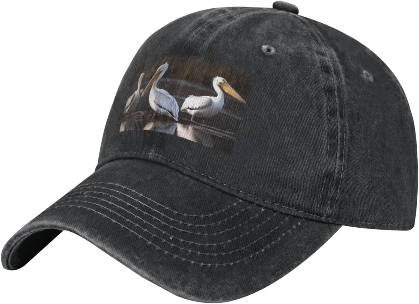 Three Pelicans Unisex Baseball Cap Breathable Cotton Trucker Hat Classic Denim Dad Hat Summer Sun Hat